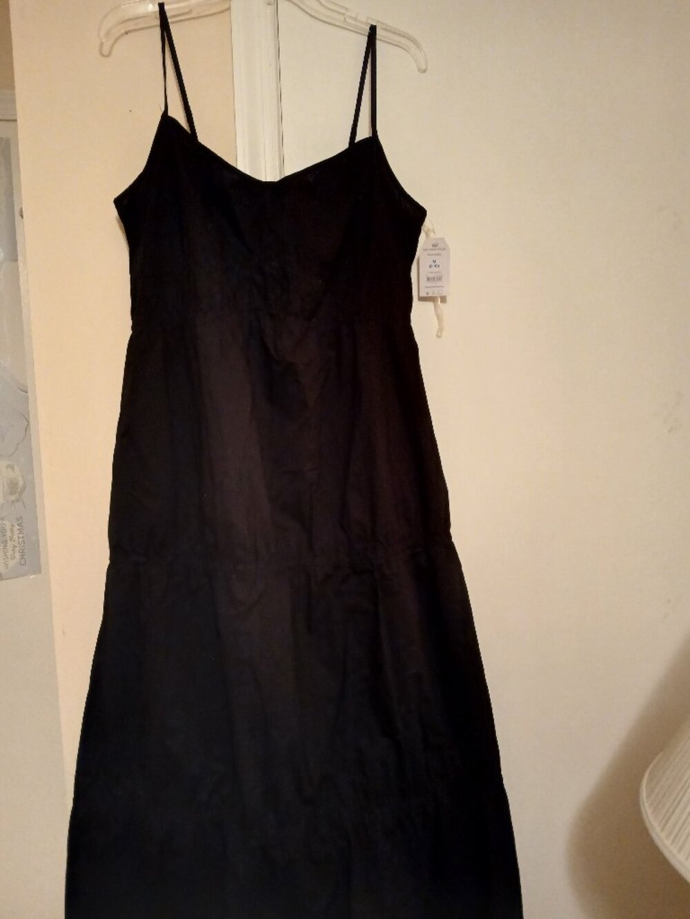 Time And Tru  Black Cotton Adjustable Straps Maxi Dress sz M